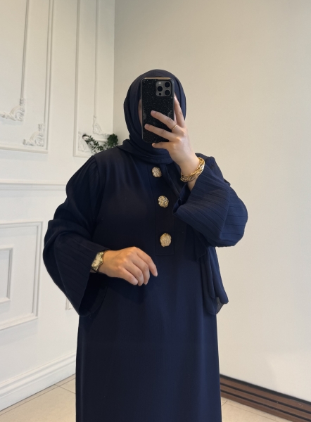 Aria Relax Triko Elbise Lacivert