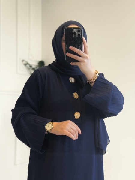 Aria Relax Triko Elbise Lacivert