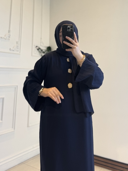 Aria Relax Triko Elbise Lacivert