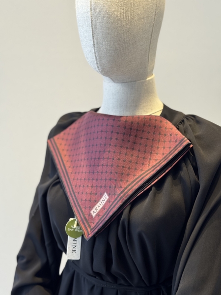 Armine Bordo Geometrik Desenli Twill İpek Eşarp
