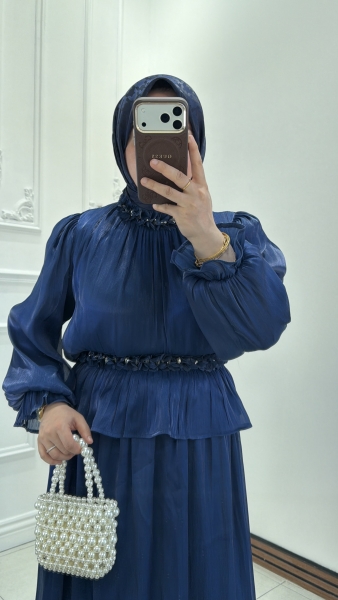 Çiçekli Takım Lacivert