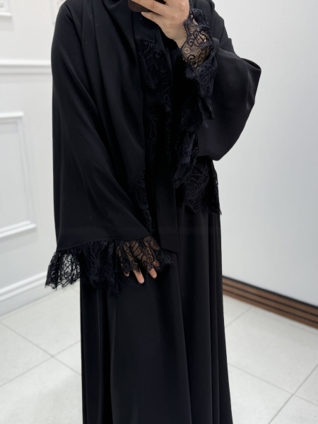 Dantel Kol Elbise Siyah