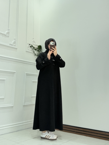 Düğmeli Oysho Elbise Siyah