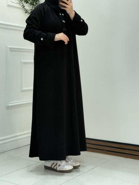 Düğmeli Oysho Elbise Siyah