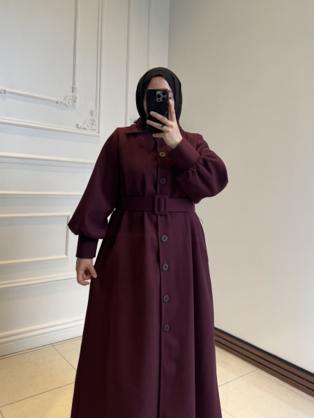 Nisvan Kaşe Kaban Bordo