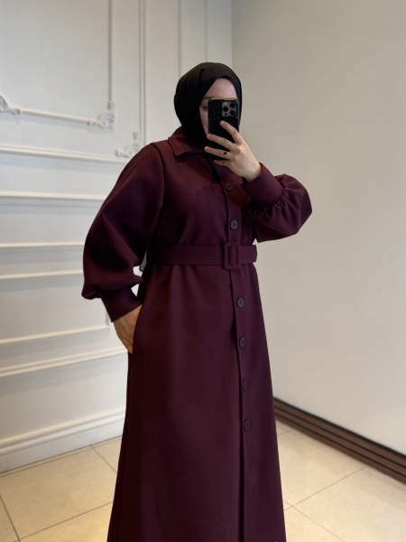 Nisvan Kaşe Kaban Bordo