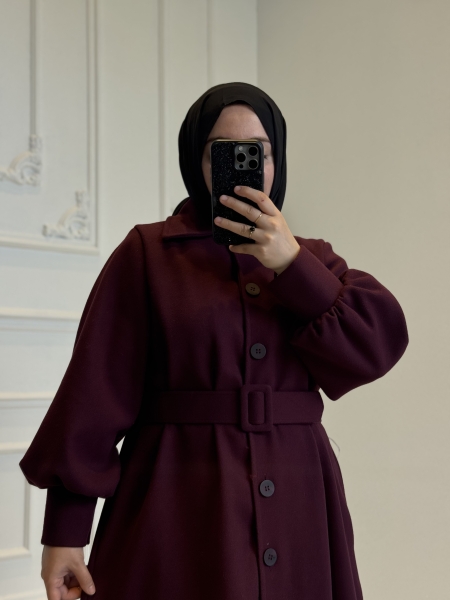 Nisvan Kaşe Kaban Bordo