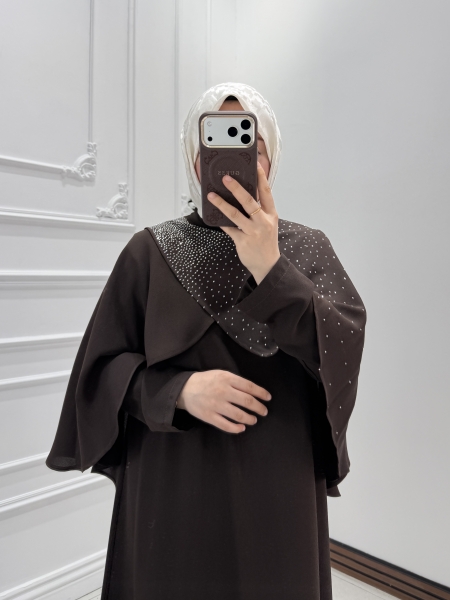 Seyra Taşlı Elbise Acıkahve