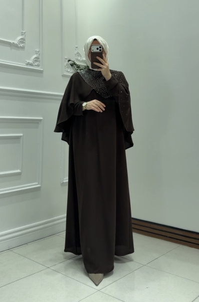 Seyra Taşlı Elbise Acıkahve