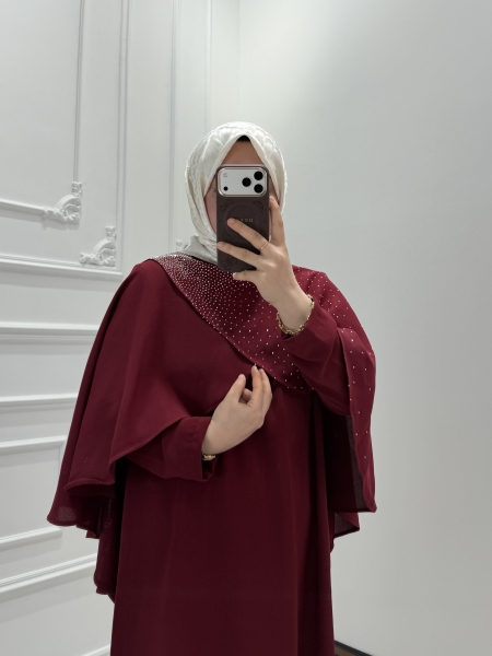 Seyra Taşlı Elbise Kırmızı 