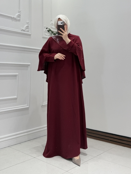 Seyra Taşlı Elbise Kırmızı 