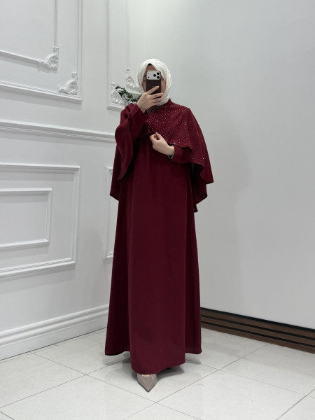 Seyra Taşlı Elbise Kırmızı 