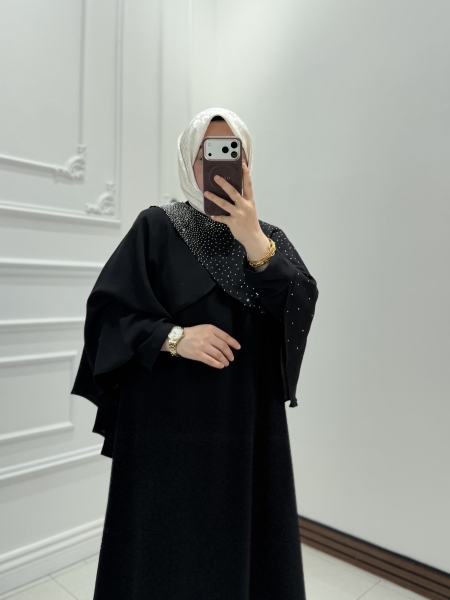 Seyra Taşlı Elbise Siyah