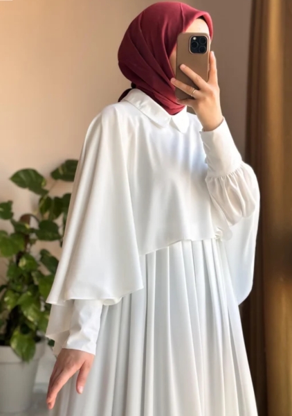 Firdevs Elbise Pelerinli Ekru