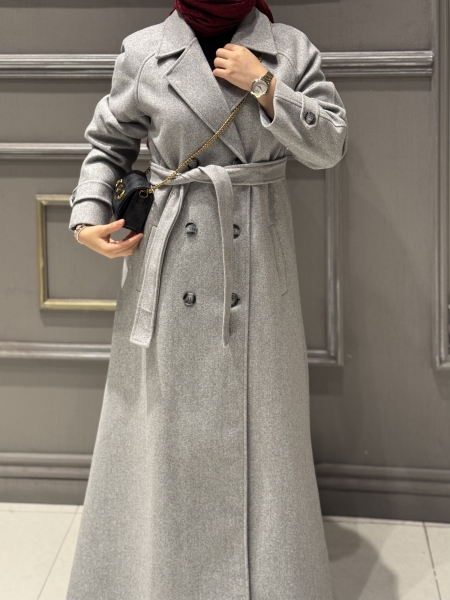 Hürrem Kaşe Kaban Açık Gri