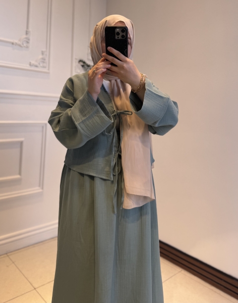 Müslin Etekli Takım Mintyeşili