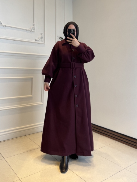 Nisvan Kaşe Kaban Bordo