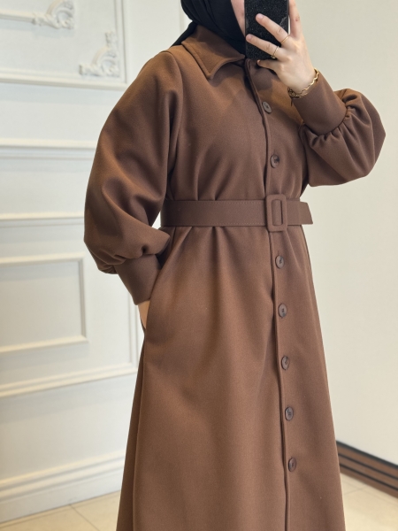 Nisvan Kaşe Kaban Kahverengi