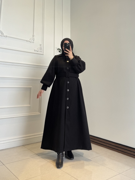 Nisvan Kaşe Kaban Siyah